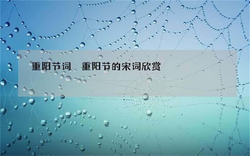 重阳节词 重阳节的宋词欣赏